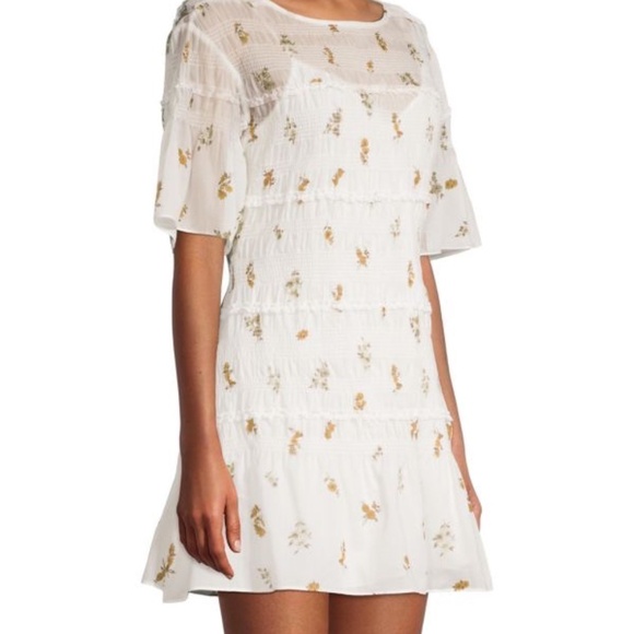 REBECCA TAYLOR Marigold Fleur Ines Smocked Dress w/ flower pattern, Size M, NWT - Picture 3 of 5